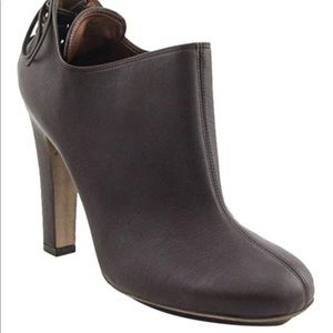 Banfi Zambrelli‎ Brown Leather Reagan Chunky Heeled Booties Sz. 7